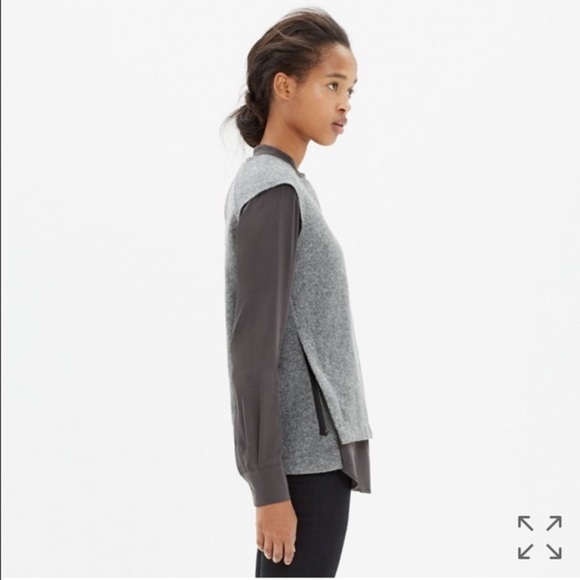 MADEWELL Grey side zip sweater top - Picture 2 of 7